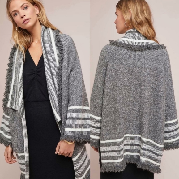 Anthropologie Oversized Fringe Western Sweater Cardigan Kimono - Picture 8 of 10